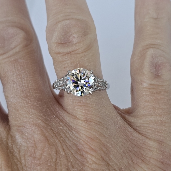Certified GRA 3 Carat Moissanite Ring in 18k over Sterling Silver Sz 7! New! - Picture 8 of 11